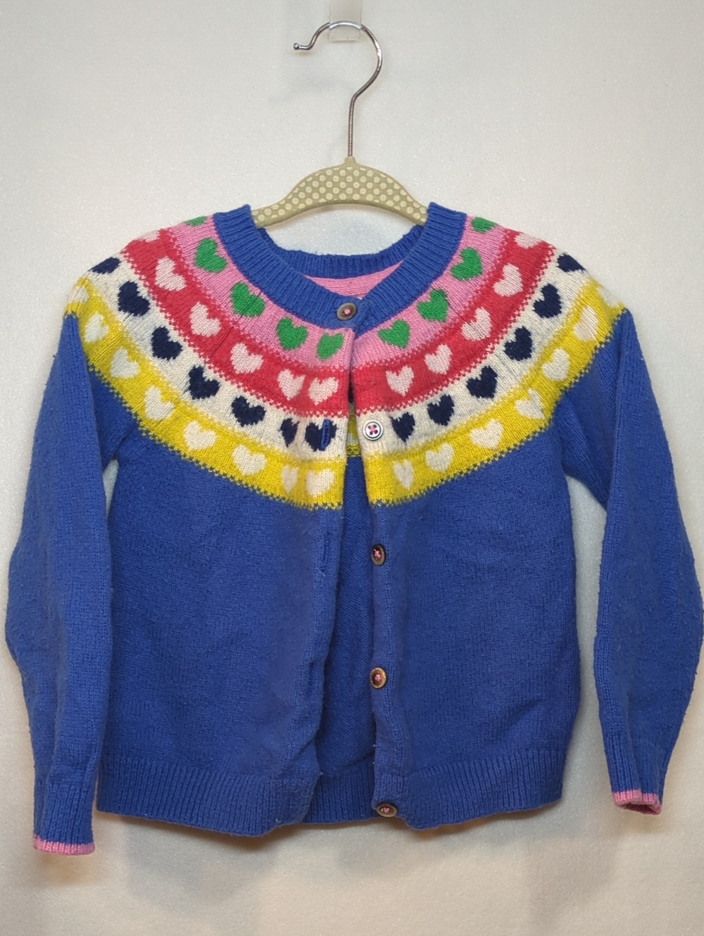 Mini Boden Bright Blue Heart Yoke Cardigan